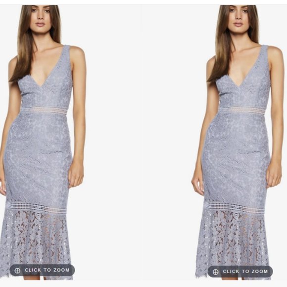 Bardot Sienna Trumpet Dress in Dusty Blue - Picture 1 of 2